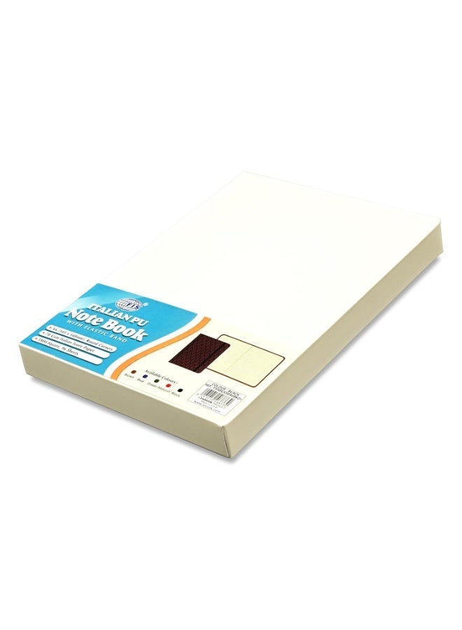 FIS® Executive Notebook, Italian PU Materials, A6 Size(105x148mm), 96 Sheets, 5mm Square Lines, Elastic Band Closure Type, Black Color, Design 1-FSNBEX5MA6BKD1 - Image 2